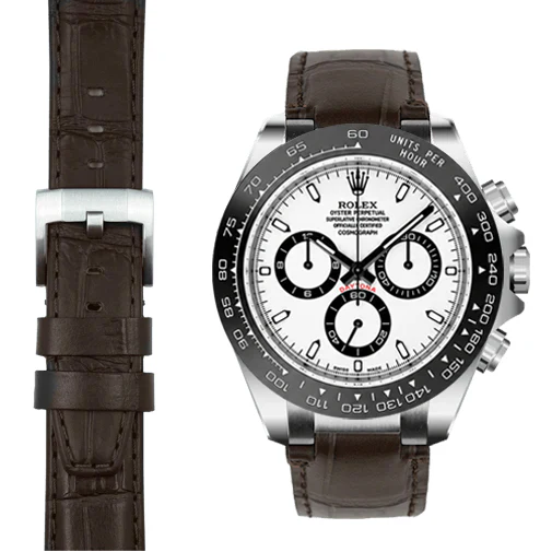 Steel End Link Leather Strap for Rolex Ceramic Daytona with Tang Buckle - Image 5