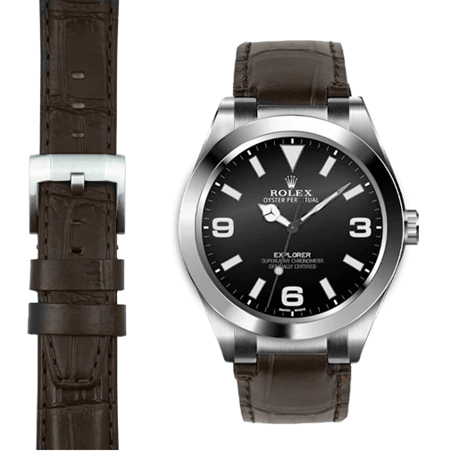 Steel End Link Leather Strap for Rolex Explorer I with Tang Buckle - Image 5
