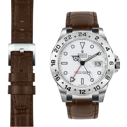 Steel End Link Leather Strap for Rolex Explorer II with Tang Buckle - Image 5