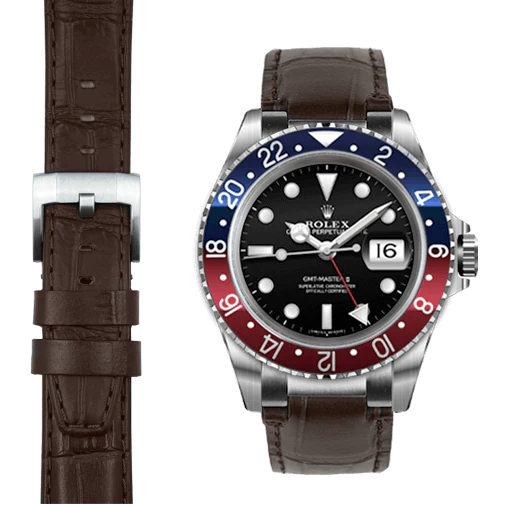 Steel End Link Leather Strap for Rolex GMT Master I & II with Tang Buckle - Image 5