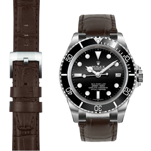 Steel End Link Leather Strap for Rolex Sea-Dweller with Tang Buckle - Image 5